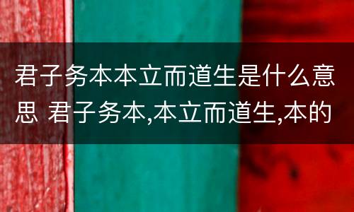 君子务本本立而道生是什么意思 君子务本,本立而道生,本的意思