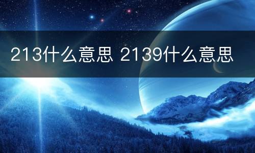 213什么意思 2139什么意思