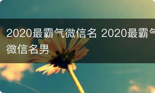 2020最霸气微信名 2020最霸气微信名男