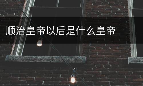 顺治皇帝以后是什么皇帝