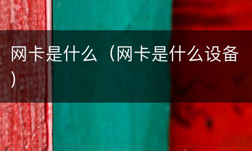 网卡是什么（网卡是什么设备）