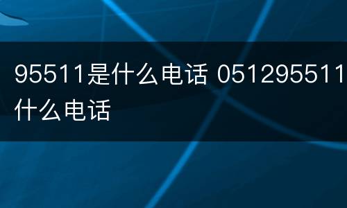 95511是什么电话 051295511是什么电话