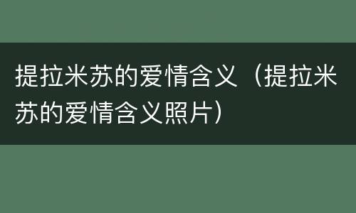 提拉米苏的爱情含义（提拉米苏的爱情含义照片）