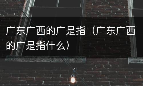 广东广西的广是指（广东广西的广是指什么）
