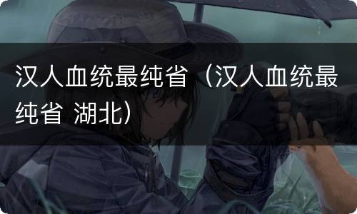 汉人血统最纯省（汉人血统最纯省 湖北）