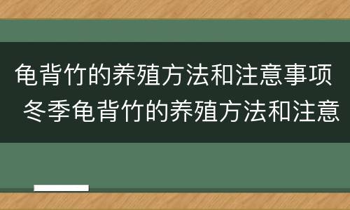 龟背竹的养殖方法和注意事项 冬季龟背竹的养殖方法和注意事项