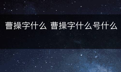 曹操字什么 曹操字什么号什么