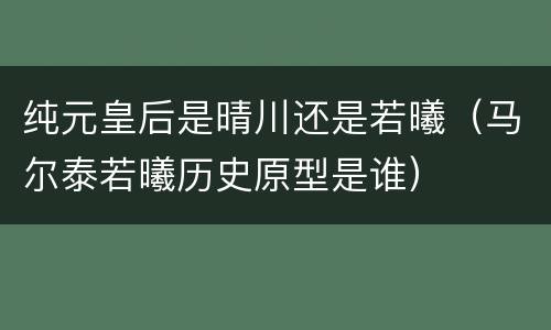 纯元皇后是晴川还是若曦（马尔泰若曦历史原型是谁）