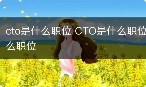 cto是什么职位 CTO是什么职位么职位