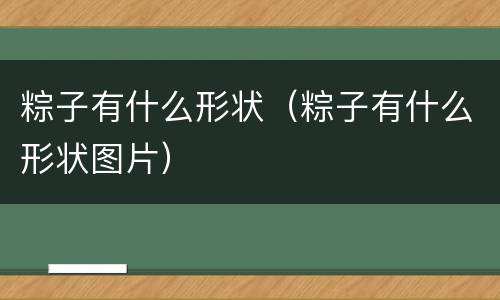 粽子有什么形状（粽子有什么形状图片）