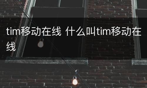 tim移动在线 什么叫tim移动在线