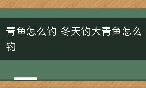 青鱼怎么钓 冬天钓大青鱼怎么钓
