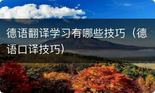 德语翻译学习有哪些技巧（德语口译技巧）