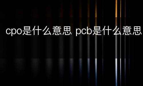 cpo是什么意思 pcb是什么意思