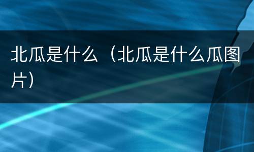 北瓜是什么（北瓜是什么瓜图片）