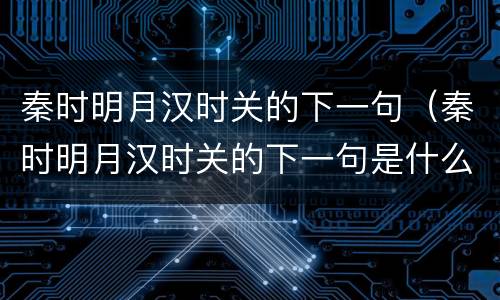 秦时明月汉时关的下一句（秦时明月汉时关的下一句是什么）