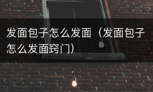 发面包子怎么发面（发面包子怎么发面窍门）