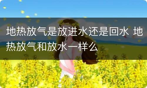 地热放气是放进水还是回水 地热放气和放水一样么