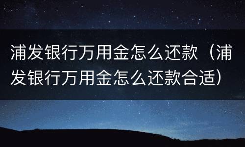 浦发银行万用金怎么还款（浦发银行万用金怎么还款合适）
