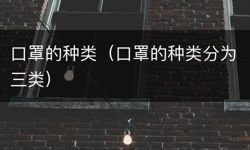 口罩的种类（口罩的种类分为三类）