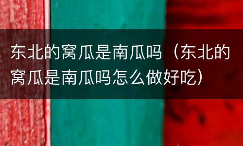 东北的窝瓜是南瓜吗（东北的窝瓜是南瓜吗怎么做好吃）