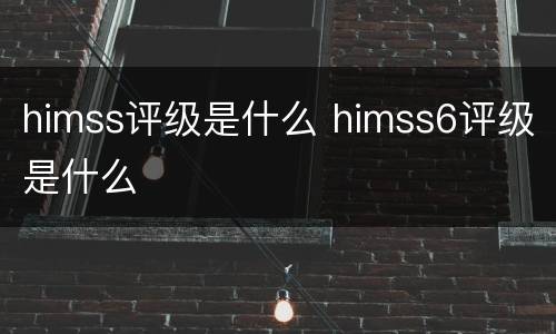 himss评级是什么 himss6评级是什么