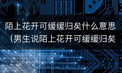 陌上花开可缓缓归矣什么意思（男生说陌上花开可缓缓归矣什么意思）