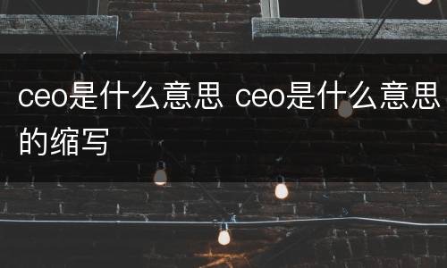 ceo是什么意思 ceo是什么意思的缩写