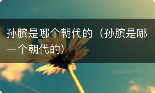 孙膑是哪个朝代的（孙膑是哪一个朝代的）