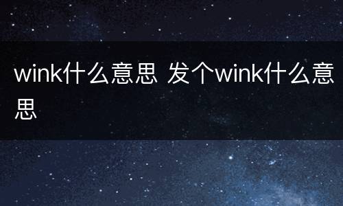 wink什么意思 发个wink什么意思