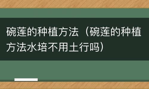 碗莲的种植方法（碗莲的种植方法水培不用土行吗）