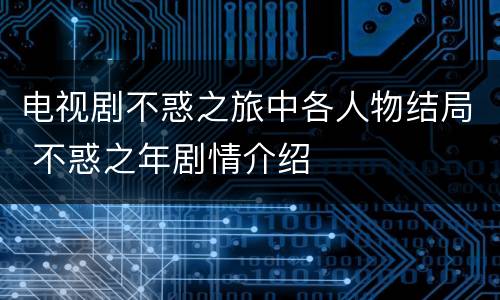 电视剧不惑之旅中各人物结局 不惑之年剧情介绍
