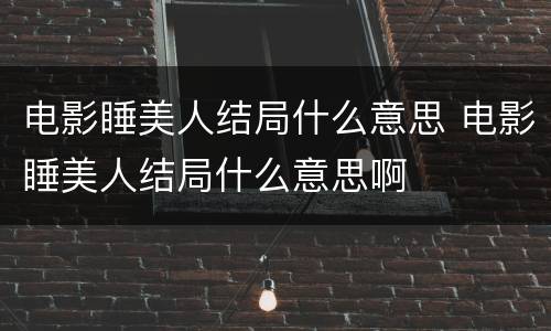 电影睡美人结局什么意思 电影睡美人结局什么意思啊