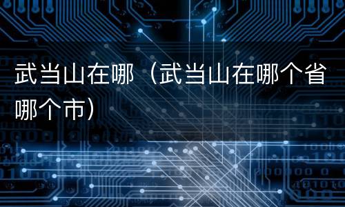 武当山在哪（武当山在哪个省哪个市）
