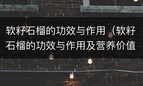软籽石榴的功效与作用（软籽石榴的功效与作用及营养价值及禁忌）