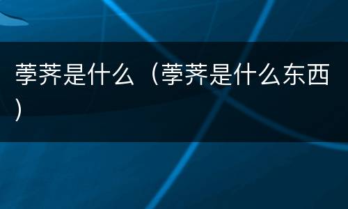 荸荠是什么（荸荠是什么东西）