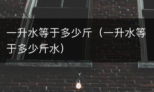 一升水等于多少斤（一升水等于多少斤水）