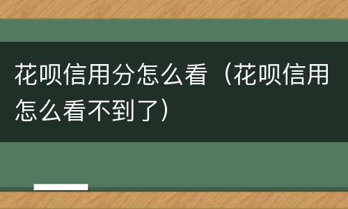 花呗信用分怎么看（花呗信用怎么看不到了）