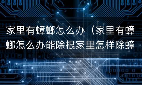 家里有蟑螂怎么办（家里有蟑螂怎么办能除根家里怎样除蟑螂）