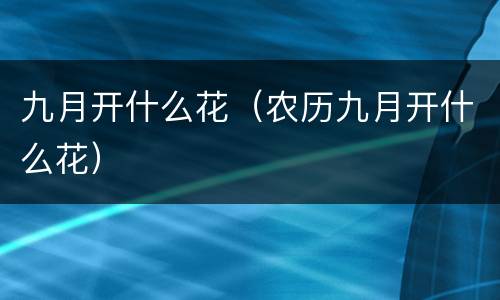九月开什么花（农历九月开什么花）