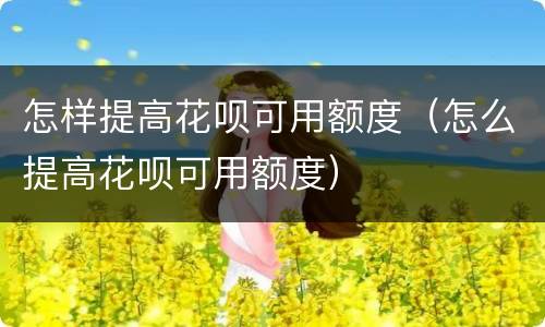 怎样提高花呗可用额度（怎么提高花呗可用额度）