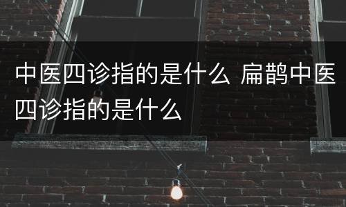 中医四诊指的是什么 扁鹊中医四诊指的是什么