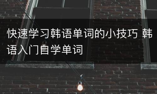 快速学习韩语单词的小技巧 韩语入门自学单词