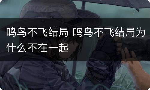 鸣鸟不飞结局 鸣鸟不飞结局为什么不在一起
