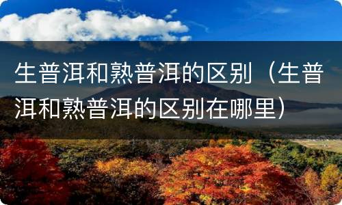 生普洱和熟普洱的区别（生普洱和熟普洱的区别在哪里）