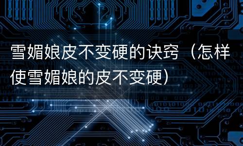 雪媚娘皮不变硬的诀窍（怎样使雪媚娘的皮不变硬）