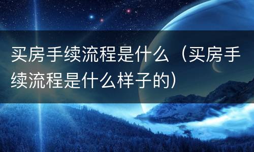 买房手续流程是什么（买房手续流程是什么样子的）