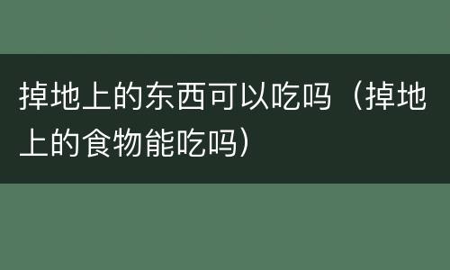 掉地上的东西可以吃吗（掉地上的食物能吃吗）