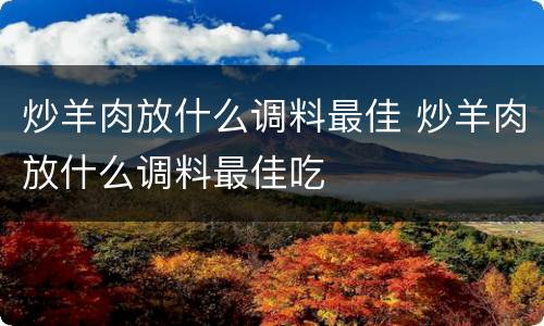 炒羊肉放什么调料最佳 炒羊肉放什么调料最佳吃