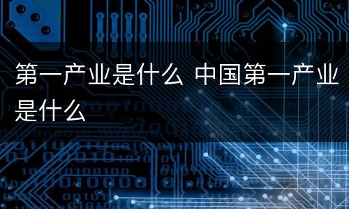 第一产业是什么 中国第一产业是什么